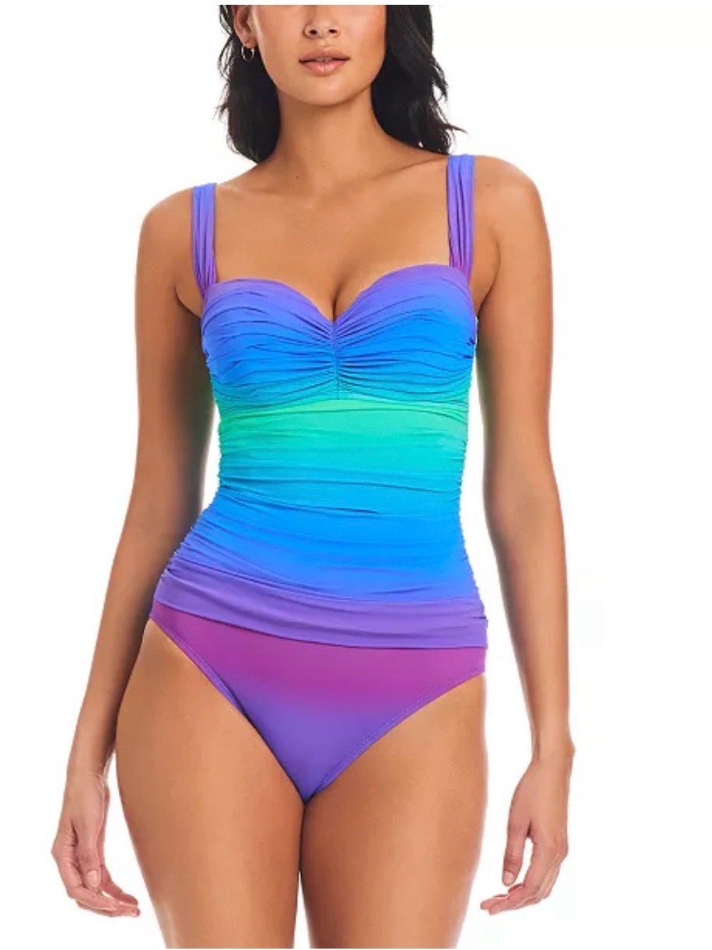 Bleu Rod Beattie Heat Of The Moment Shirred Bandeau One Piece Swimsuit Size 6